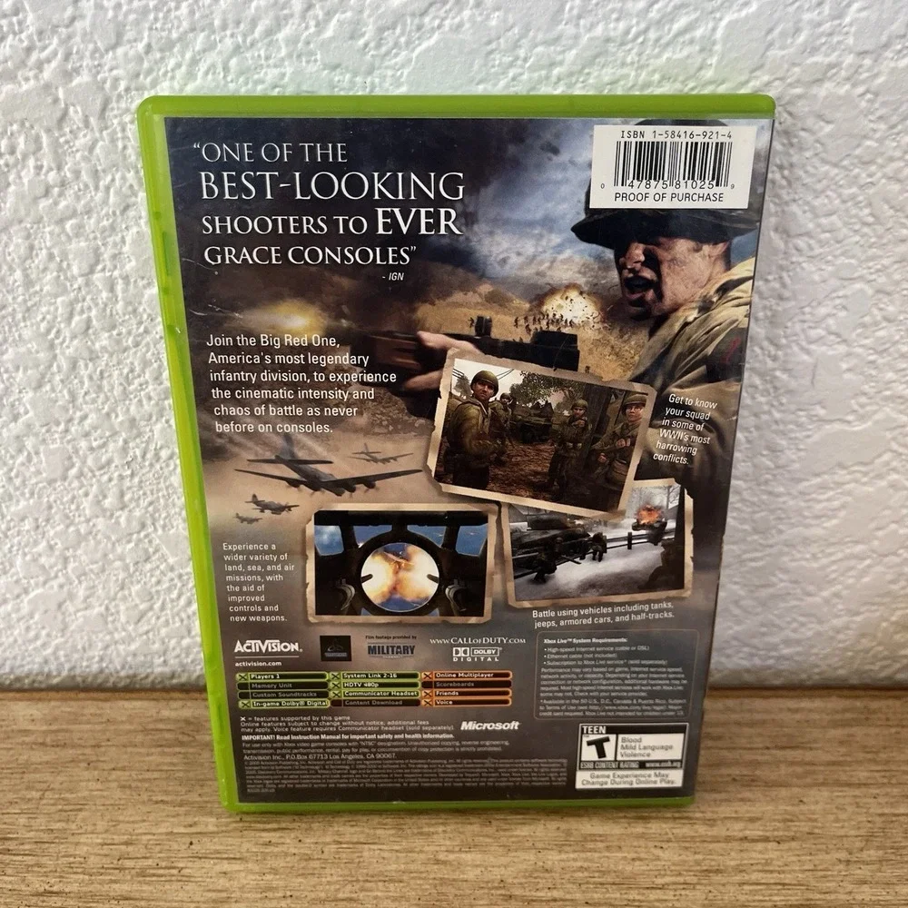 Call of Duty 2: Big Red One [Platinum Hits] (Microsoft Xbox, 2005) CIB Tested